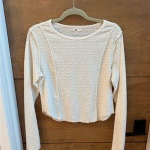 BP Cream Eyelet Lace Long Sleeve Top